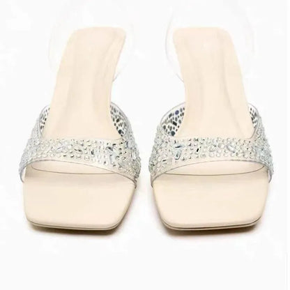 Sandals Rhinestone Square Toe Sandals Women - Sandals - Guocali