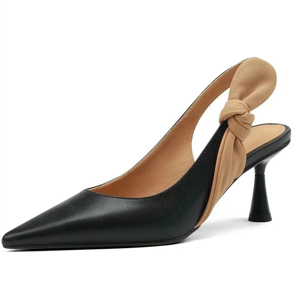 Sandals Slingback Knot Leather Women Sandals -Guocali