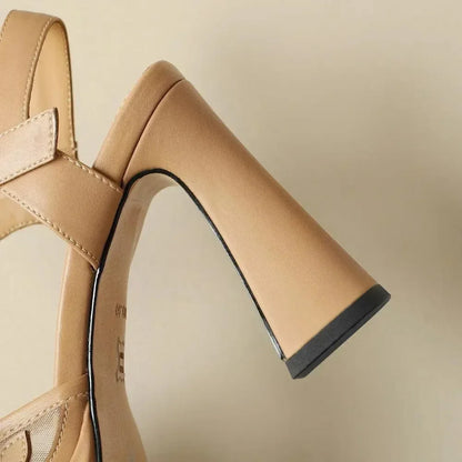 Sandals Women Sandals Leather Flower High Heels -Guocali