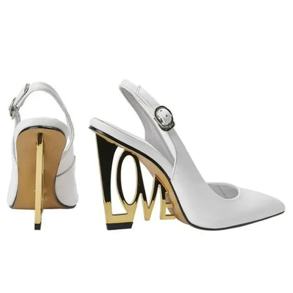 Sandals Women Sandals Leather Love Slingbacks -Guocali