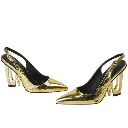 Sandals Women Sandals Leather Love Slingbacks -Guocali