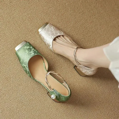 Sandals Women Sandals Leather Square Toe -Guocali