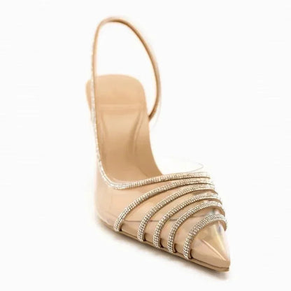 Sandals Women Sandals Shiny Rhinestone Heels -Guocali