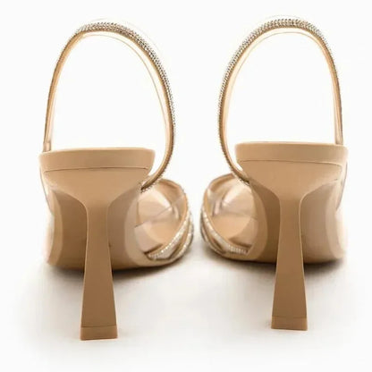 Sandals Women Sandals Shiny Rhinestone Heels -Guocali