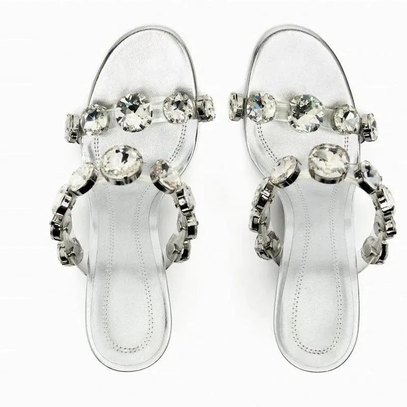 Sandals Women Sandals Shiny Rhinestone Heels - Sandals - Guocali