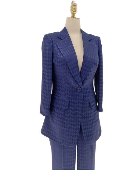 Sapphire Blue Women Pant Suit - Half Sleeve Trouser Suit -Guocali
