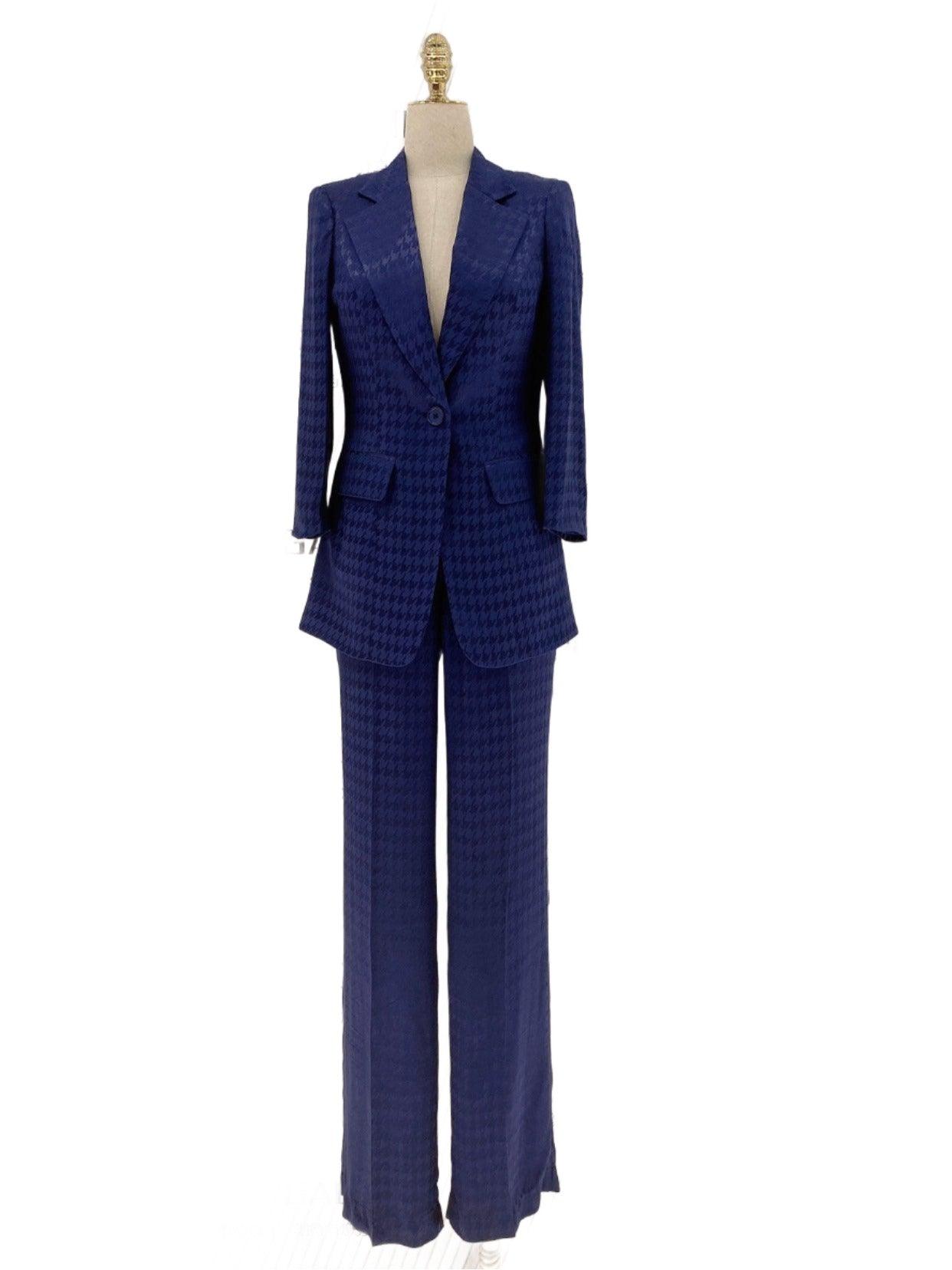 Sapphire Blue Women Pant Suit - Half Sleeve Trouser Suit - Pantsuit - Guocali