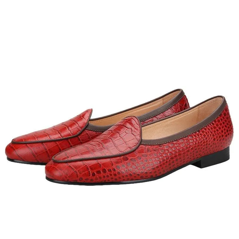 Serpentine Pattern Men Loafers - Men Shoes -Guocali