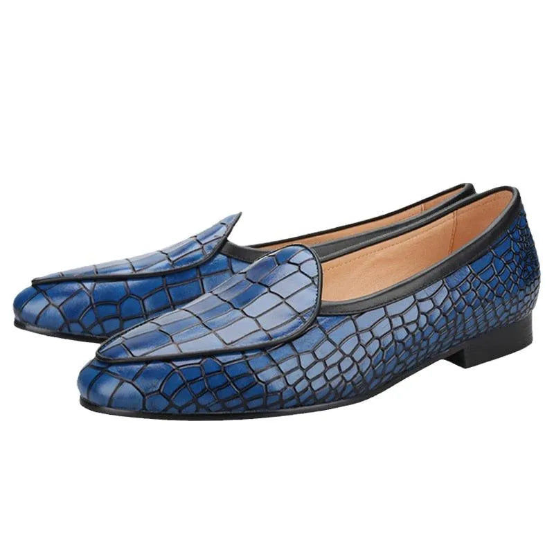 Serpentine Pattern Men Loafers - Men Shoes -Guocali