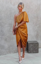 Sexy One Sleeve Irregular Pleated Party Dress