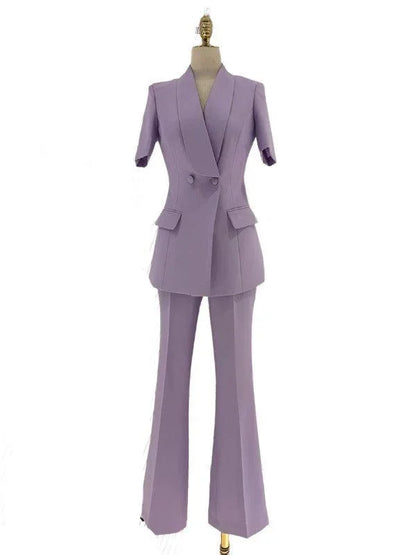 Short Sleeved Women Pant Suit -Guocali