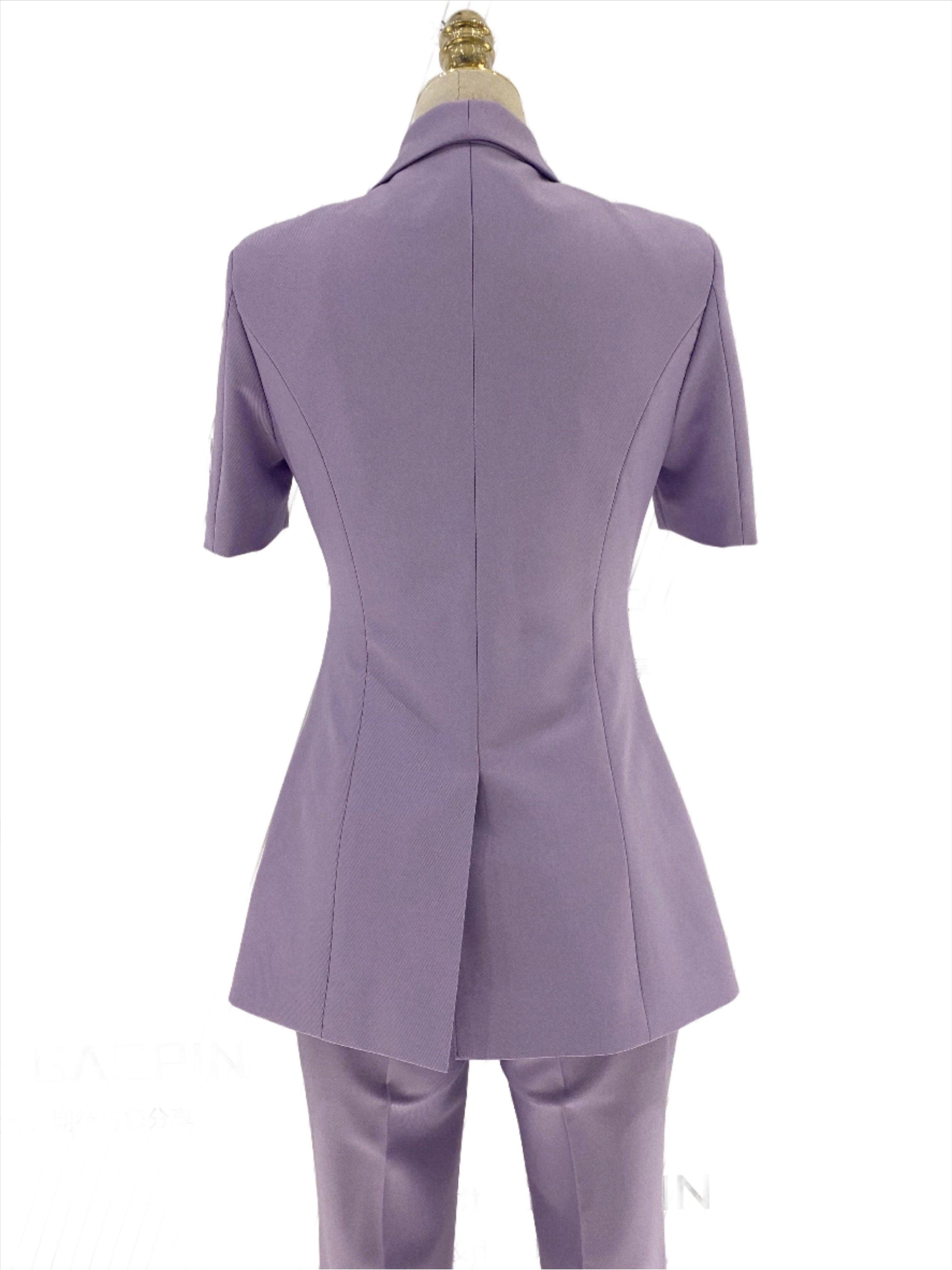 Short Sleeved Women Pant Suit - Pantsuit - Guocali