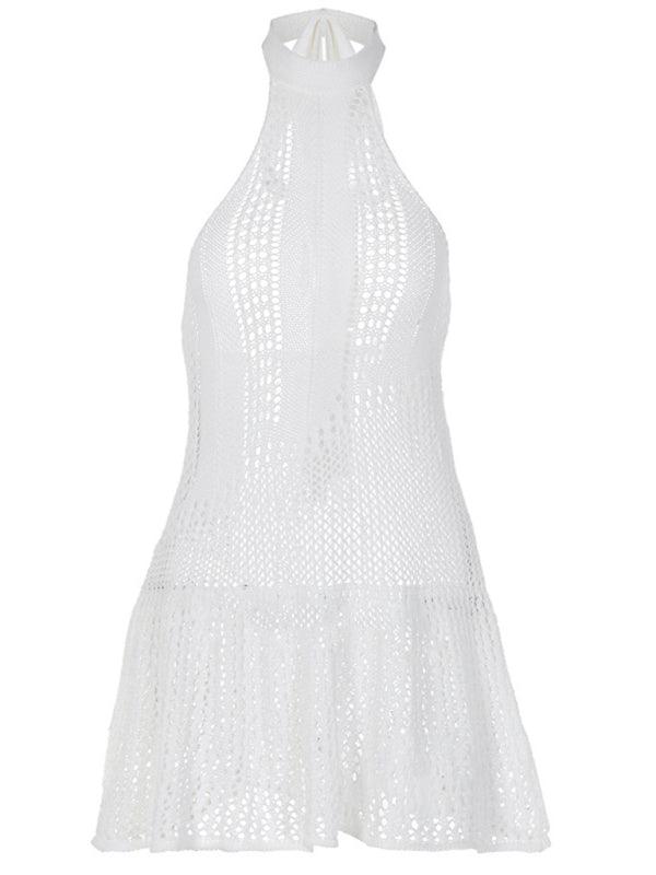 Sleeveless Halterneck Backless Knitted Dress - Knitted Dress - Guocali