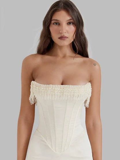 Sleeveless Off-Shoulder Corset Dress -Guocali