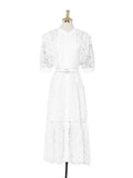 Solid Color Camisole Belted Embroidered Dress -Guocali