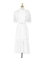 Solid Color Camisole Belted Embroidered Dress -Guocali