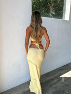 Solid Color Knitted Beach Cover-Up -Guocali