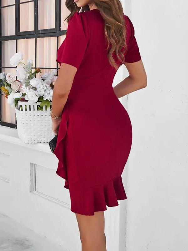 Solid Color Temperament Slim Dress -Guocali
