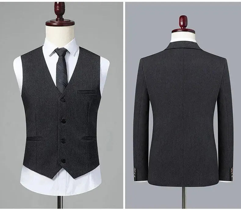 Solid Double-Breasted Suit for Men - Business Formal -Guocali