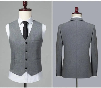 Solid Double-Breasted Suit for Men - Business Formal -Guocali