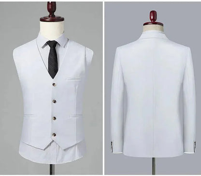 Solid Double-Breasted Suit for Men - Business Formal -Guocali