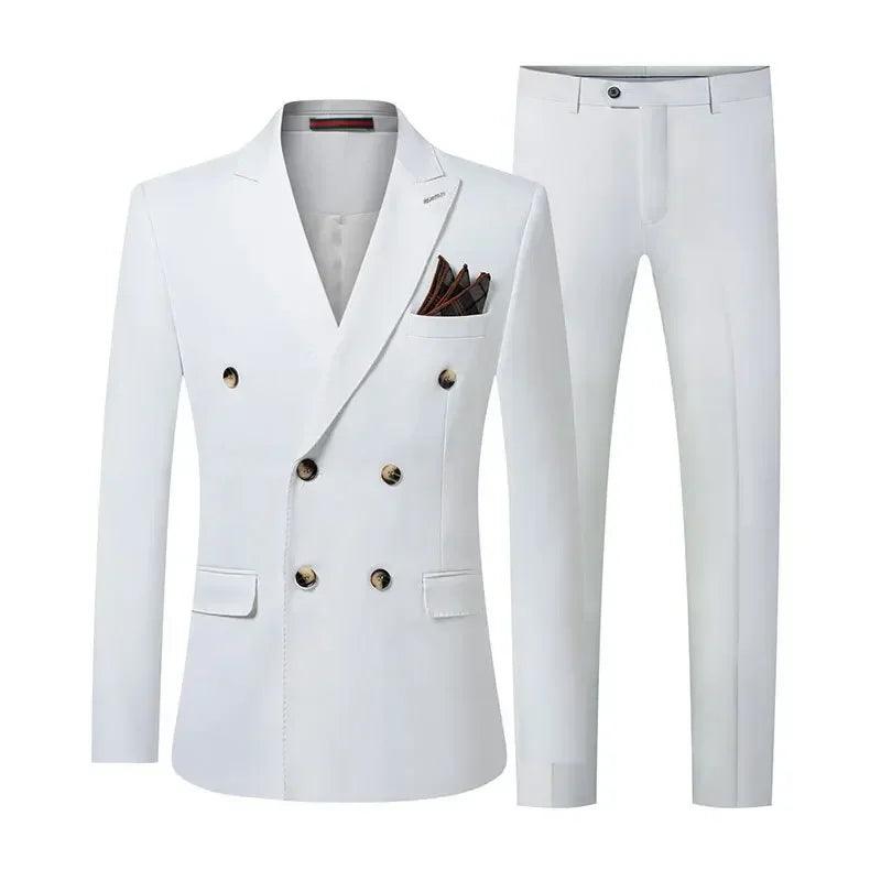 Solid Double-Breasted Suit for Men - Business Formal - Double-Breasted Suit - Guocali