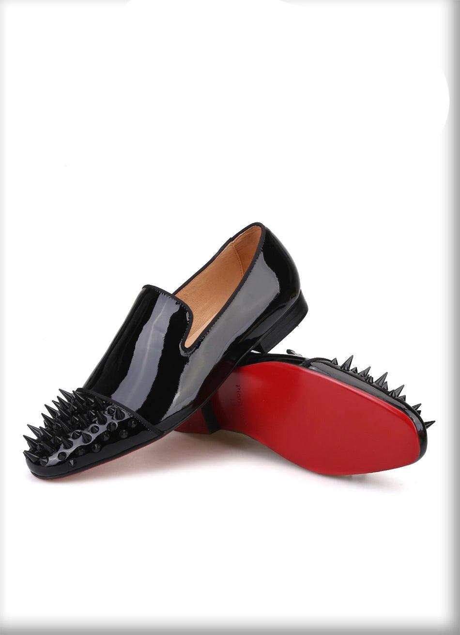 Spiked Patent Leather Men Loafers - Men Shoes - Loafer Shoes - Guocali