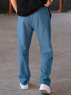 Sporty Men Trousers – Mid Rise Elastic Waist -Guocali