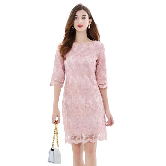 Spring Autumn Casual Embroidery Work Dress -Guocali