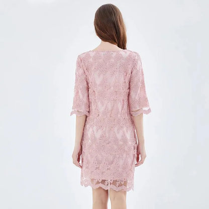 Spring Autumn Casual Embroidery Work Dress -Guocali