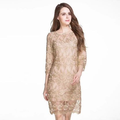 Spring Autumn Casual Embroidery Work Dress -Guocali