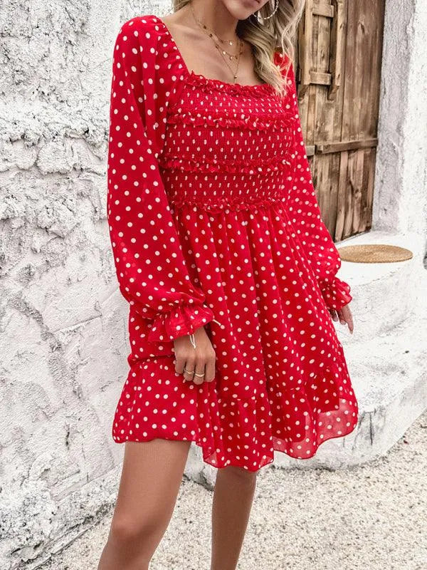 Spring Summer Casual Polka Dot Dress -Guocali