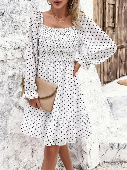 Spring Summer Casual Polka Dot Dress -Guocali