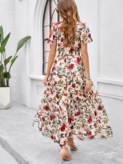 Spring Summer Casual Printed Waist Dress -Guocali