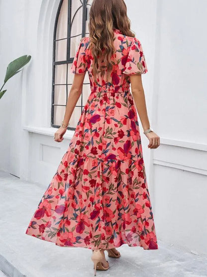 Spring Summer Casual Printed Waist Dress -Guocali
