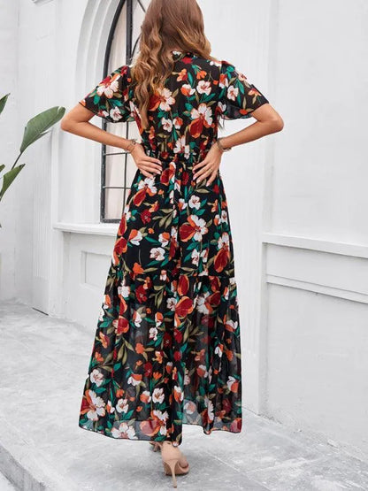Spring Summer Casual Printed Waist Dress -Guocali