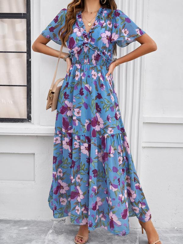 Spring Summer Casual Printed Waist Dress - Waist Dress - Guocali