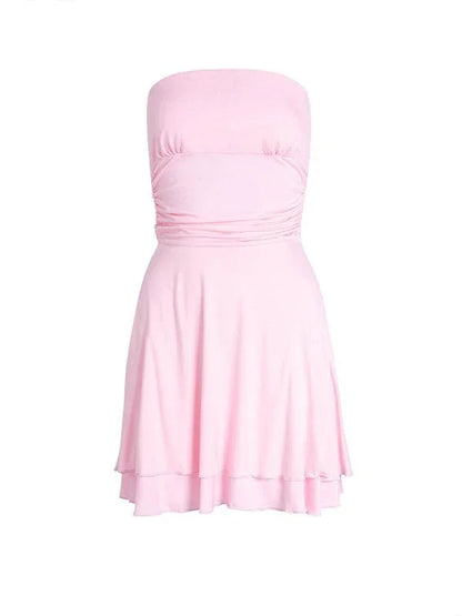 Spring Summer Solid Color Tube Dress -Guocali