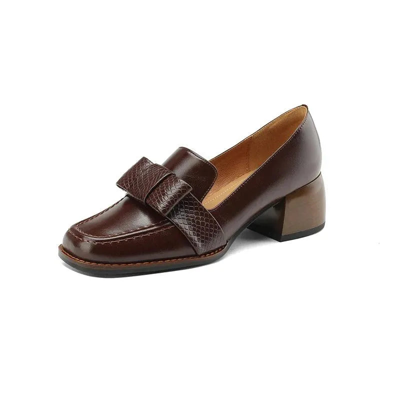 Square Toe Leather Pumps for Women - Pumps Shoes - Guocali