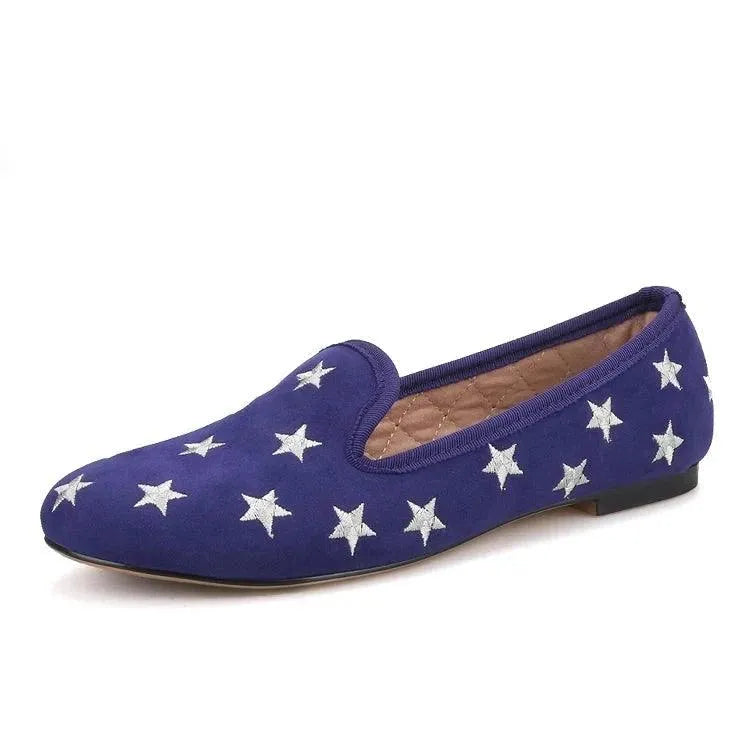 Starry Night Velvet Women Loafers - Loafer Shoes - Guocali