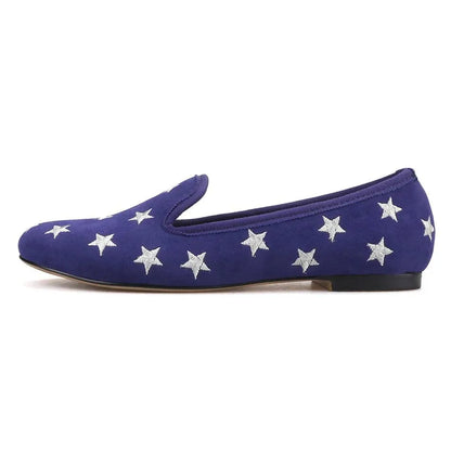 Starry Night Velvet Women Loafers - Loafer Shoes - Guocali