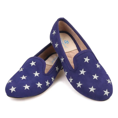 Starry Night Velvet Women Loafers - Loafer Shoes - Guocali