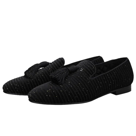Striped Men Loafers With Tassel - Men Shoes -Guocali