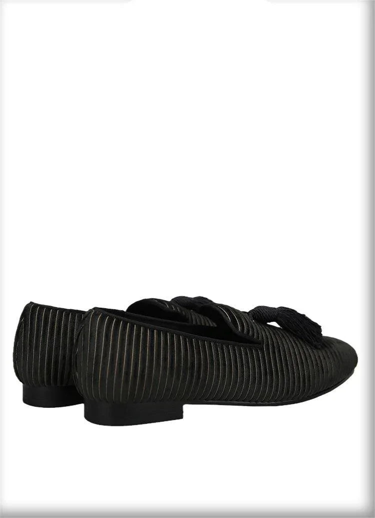 Striped Men Loafers With Tassel - Men Shoes -Guocali