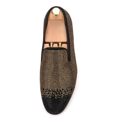 Suede Loafers with Rhinestones - Men Shoes - Loafer Shoes - Guocali