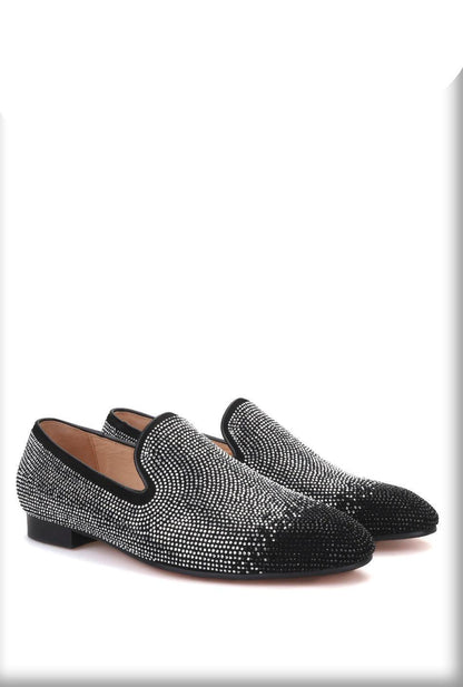 Suede Loafers with Rhinestones - Men Shoes - Loafer Shoes - Guocali