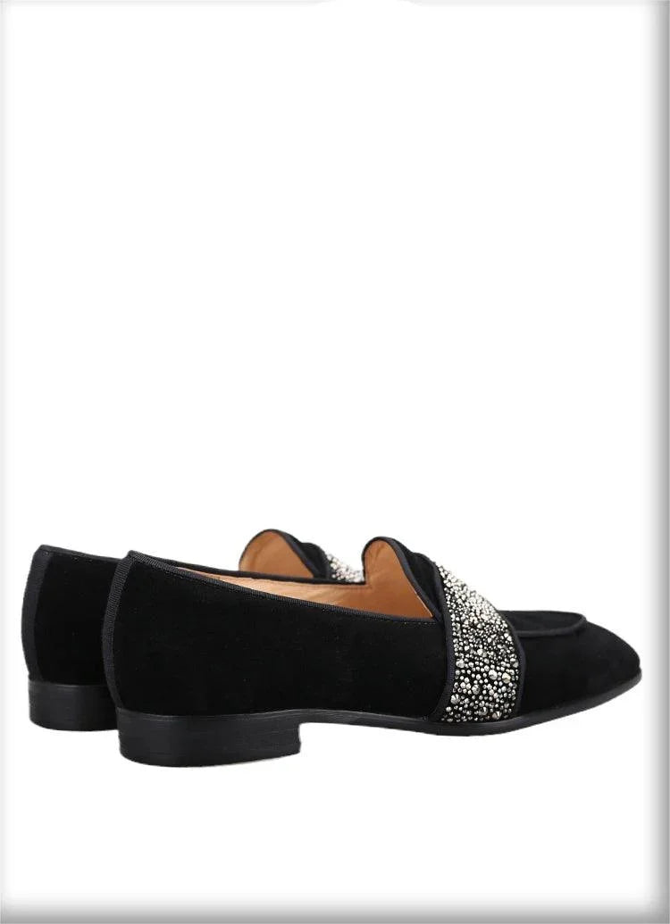 Suede Men Loafers With Crystals - Men Shoes -Guocali