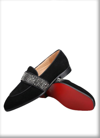 Suede Men Loafers With Crystals - Men Shoes - Loafer Shoes - Guocali