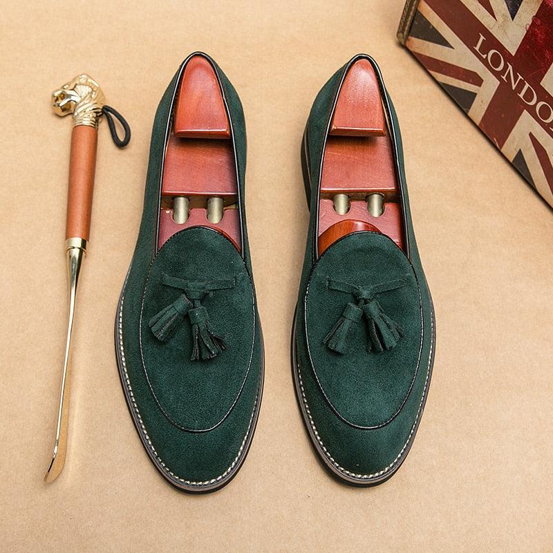 Suede Stitched Tassel Loafers - Men Shoes - Loafer Shoes - Guocali