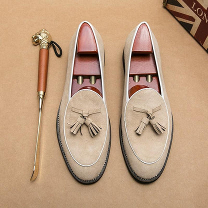 Suede Stitched Tassel Loafers - Men Shoes - Loafer Shoes - Guocali